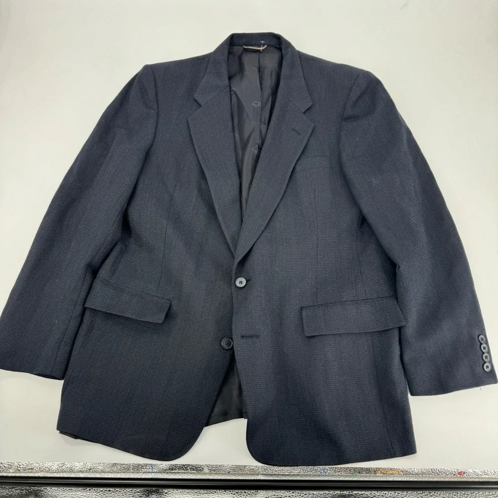 Christian Dior Monsieur Wool‎ Blazer Jacket Men's Dark Blue Button Front Classic